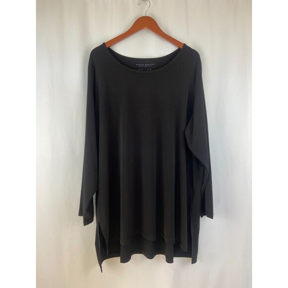 Susan Graver Modern Essentials Sz 3X Liquid Knit Tunic Black Long Sleeve Stretch - Picture 1 of 9